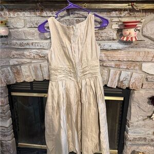 London Times Shimmering Gold Sleeveless Midi Dress